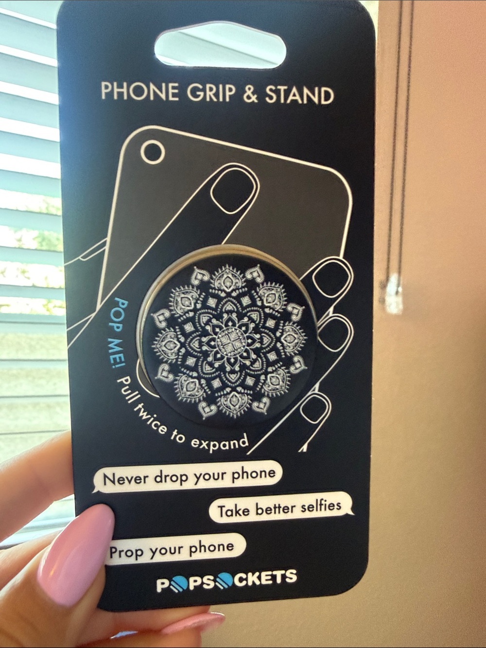 NWT 🏷️|POPSOCKETS| Phone Grip with Stand |Quiet Darkness Mandala Black and White